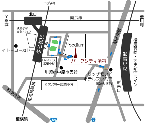 武蔵小杉パークシティ歯科医院の周辺地図